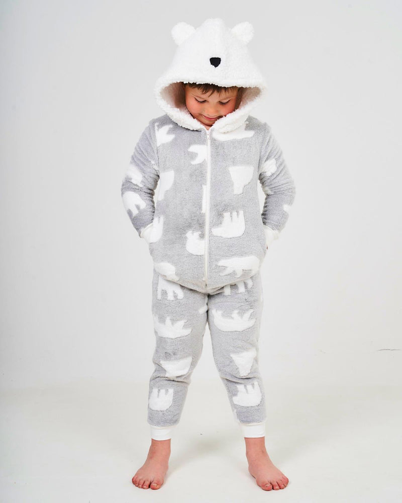 Kids Grey Polar Bear Onesie