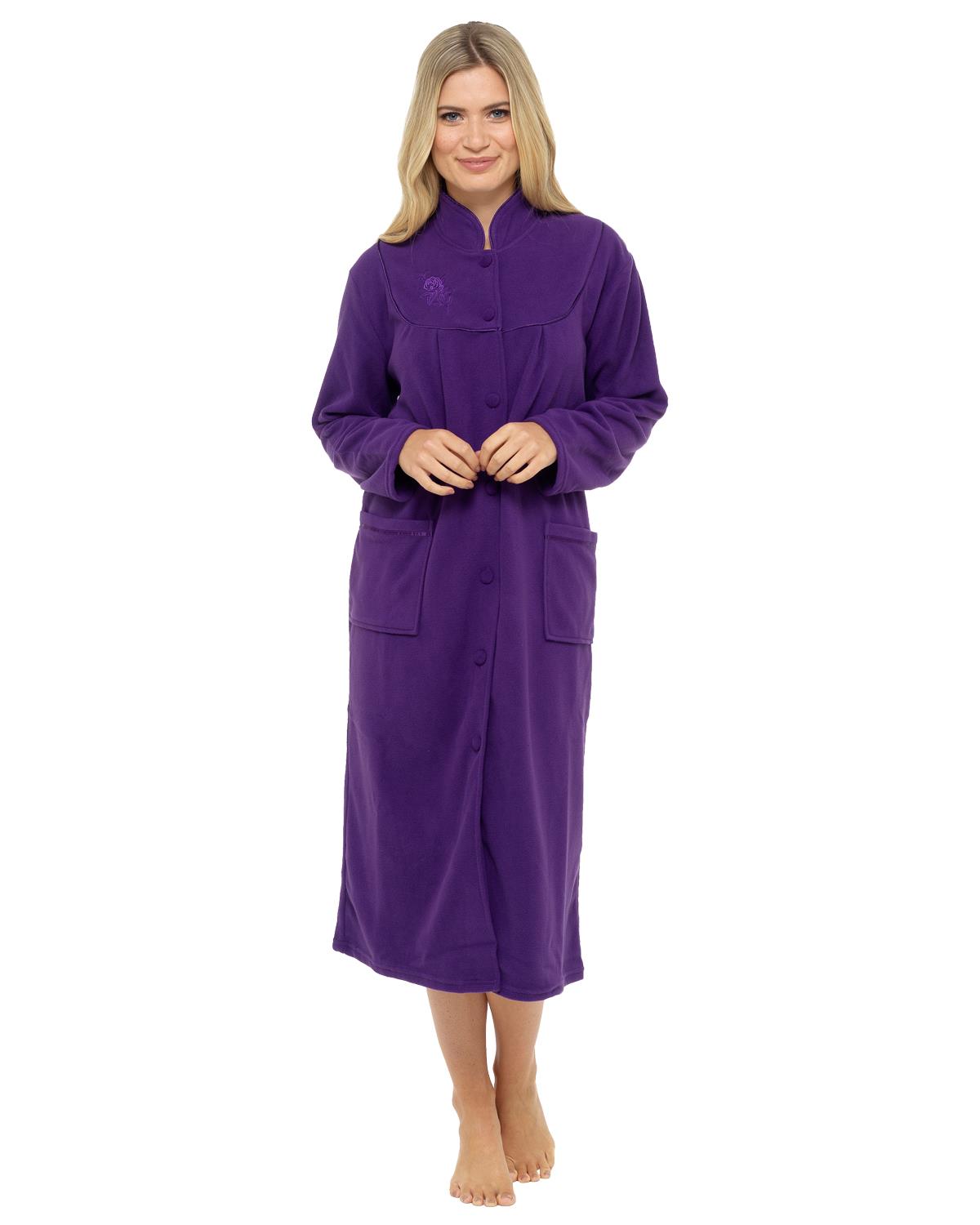 Lady Olga Womens Button Fleece Dressing Gown