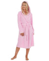 Womens Baby Pink Fleece Hooded Dressing Gown