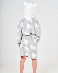 Kids Grey Polar Bear Dressing Gown