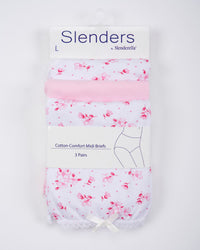 Slenders by Slenderella Womens 3 Pack Cotton Midi Brief