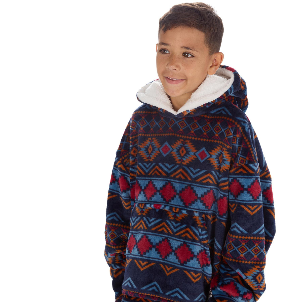 Huggable Kids Navy Aztec Print Snuggle Hoodie