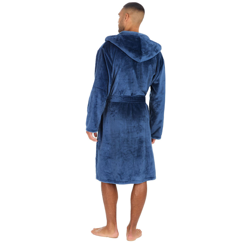 Pierre Roche Mens Polished Hooded Dressing Gown