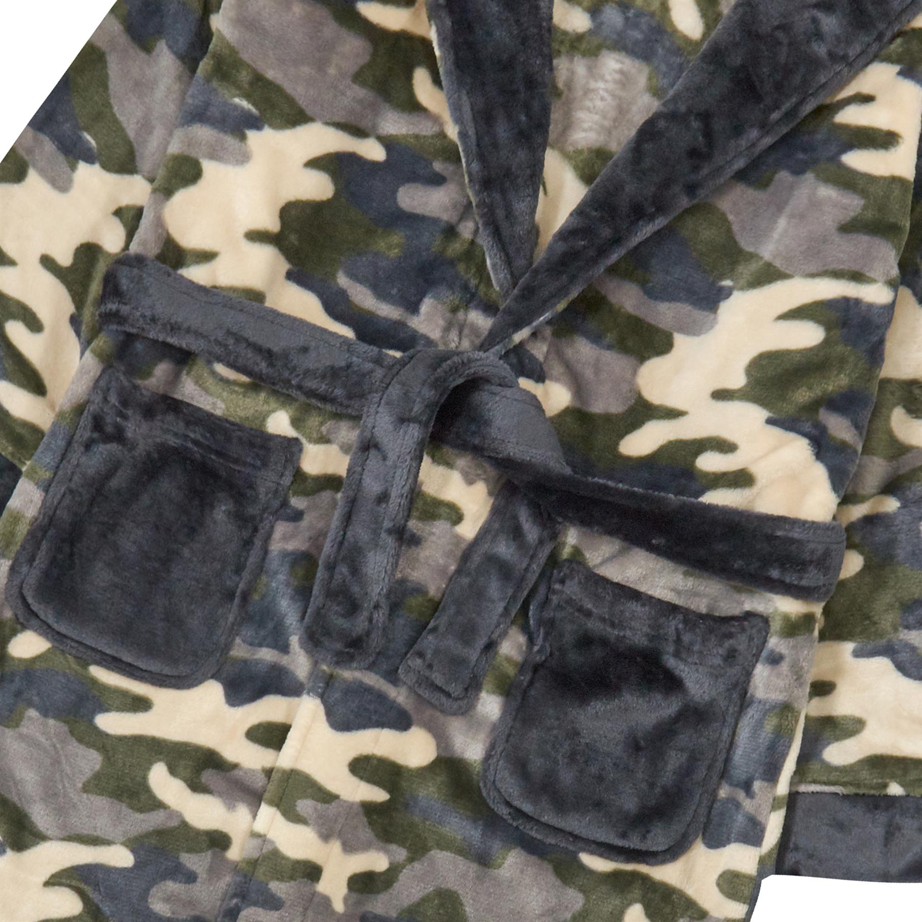 Boys Green Camo Print Dressing Gown