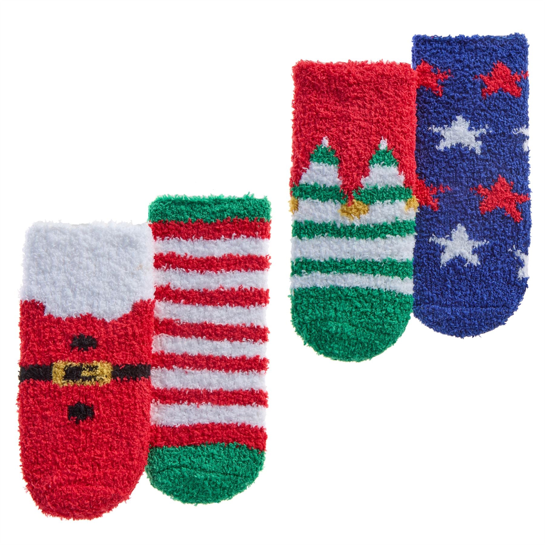 4 Pairs Babies Christmas Cosy Socks