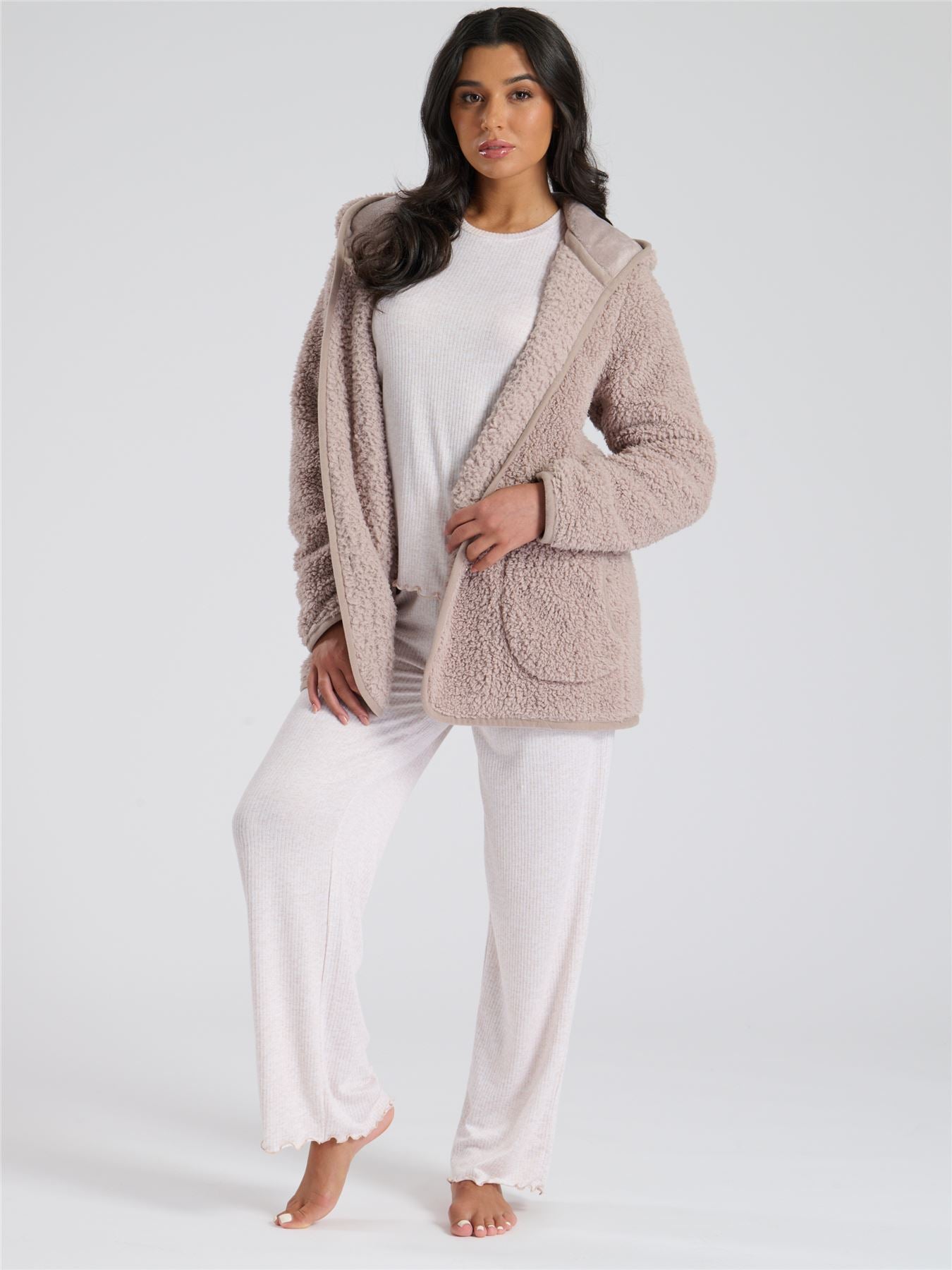 Loungeable Womens Button Snuggle Fleece Cardigan