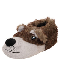 Loungeable Mens Brown Wolf Slippers