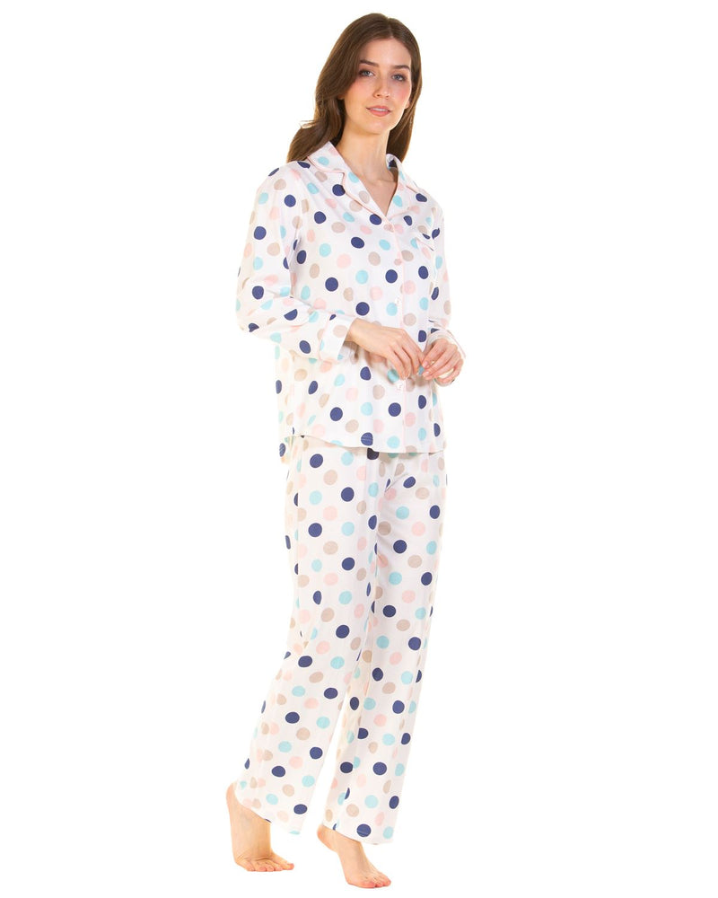 Sue Marks Womens Misty Dots Long Sleeve Button Pyjamas