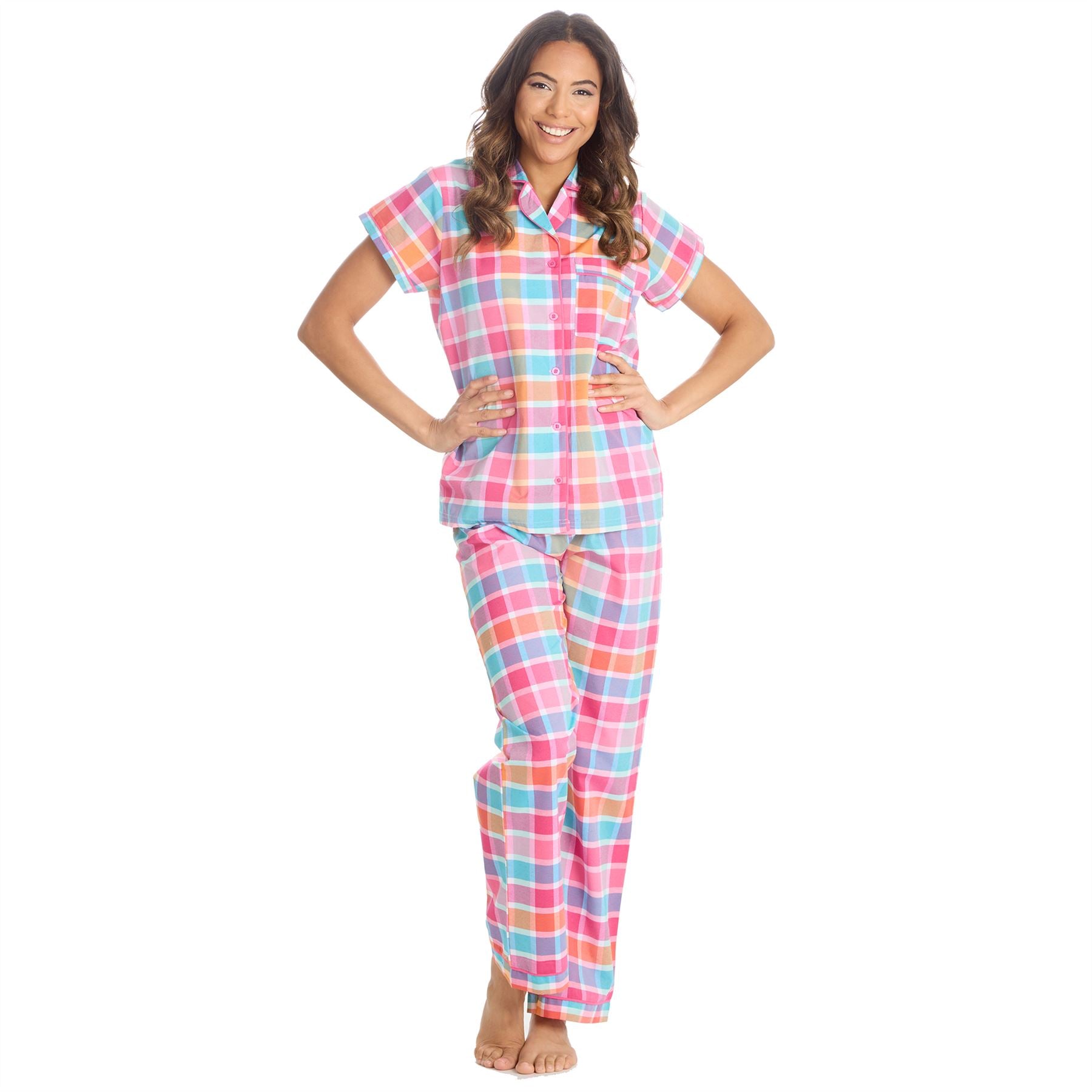 Forever Dreaming Womens Check Print Button Pyjamas