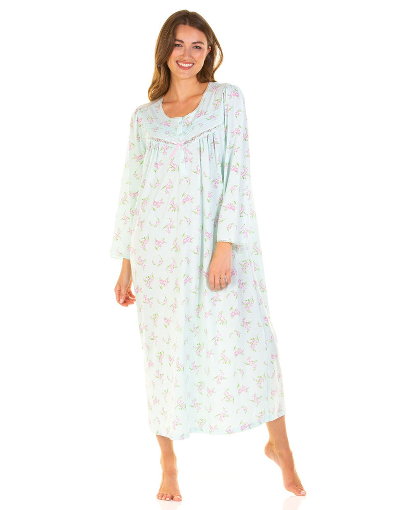 La Marquise Womens Primrose in Bloom Jersey 50" Long Sleeve Nightie