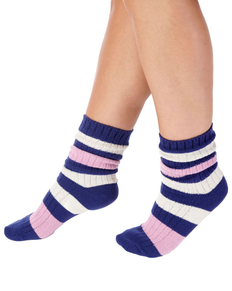 Slenderella Womens Striped Rib Bed Socks