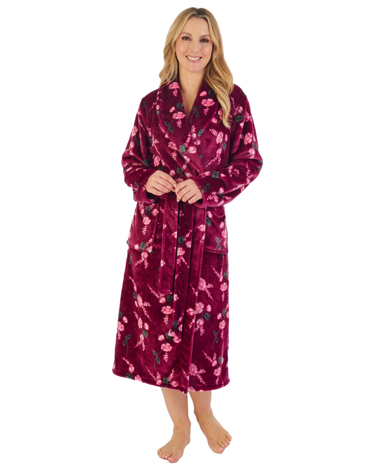 Slenderella Womens 46" Floral Wrap Dressing Gown