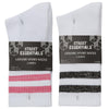 Womens 6 Pack White Glitter Stripe Sport Socks