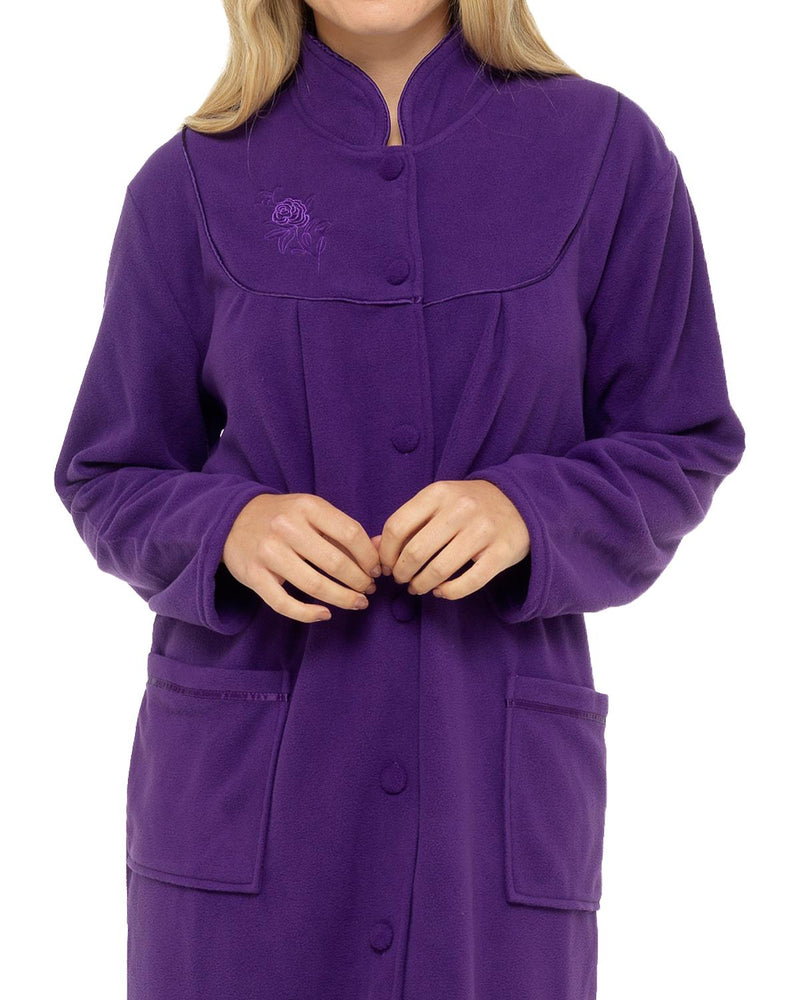 Lady Olga Womens Button Fleece Dressing Gown