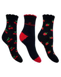 Nice Socks Womens 3 Pack Black Fruit Socks