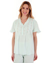 Slenderella Womens Embroidered Pintuck & Ruffle Woven Pyjamas