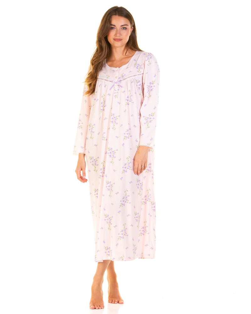 La Marquise Womens Primrose in Bloom Jersey 50" Long Sleeve Nightie