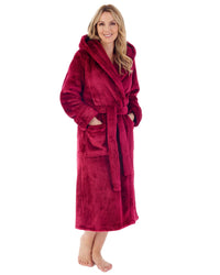 Slenderella Womens Luxury Flannel Fleece 46" Hooded Robe