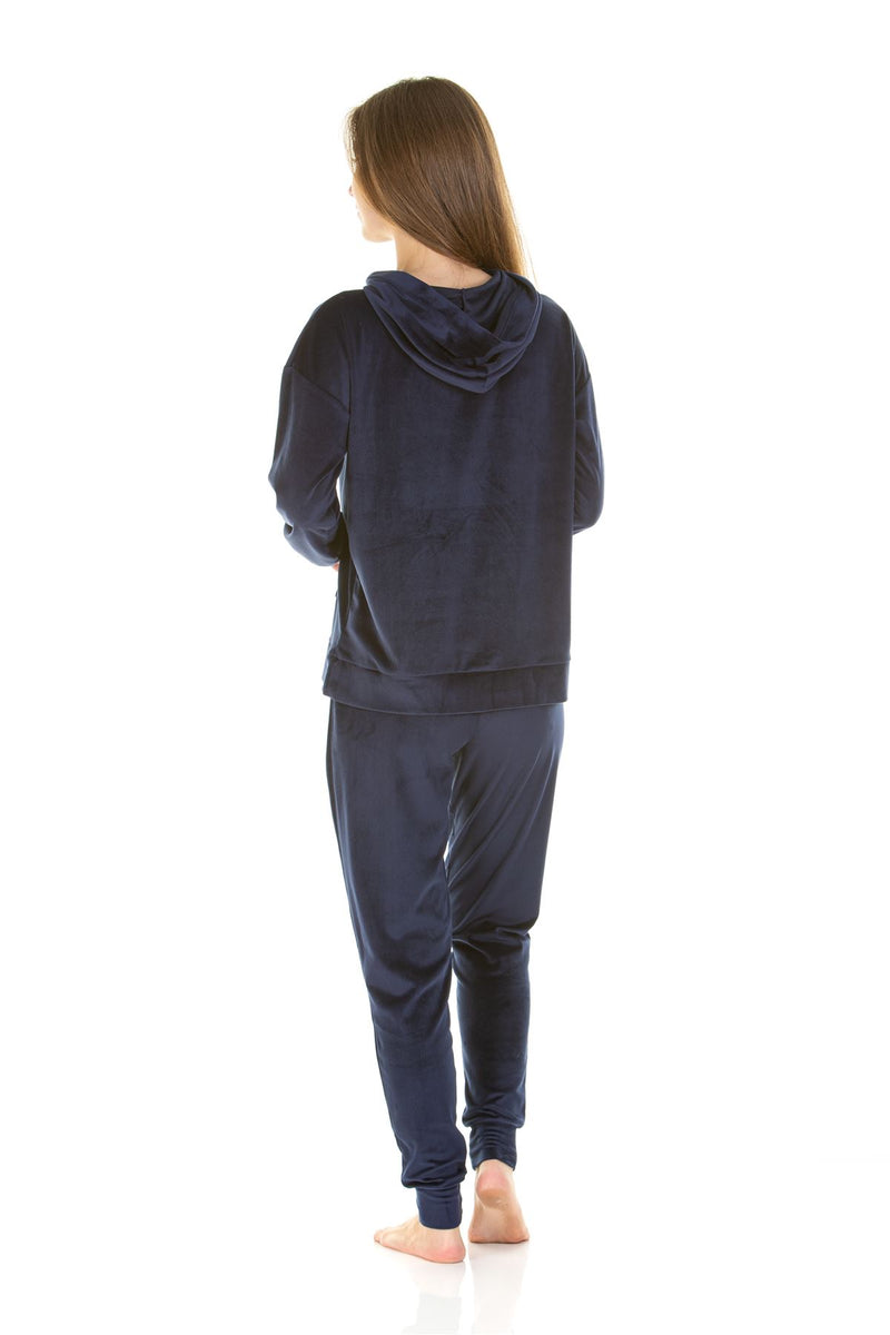 La Marquise Womens Velour Lounge Hooded Pyjamas