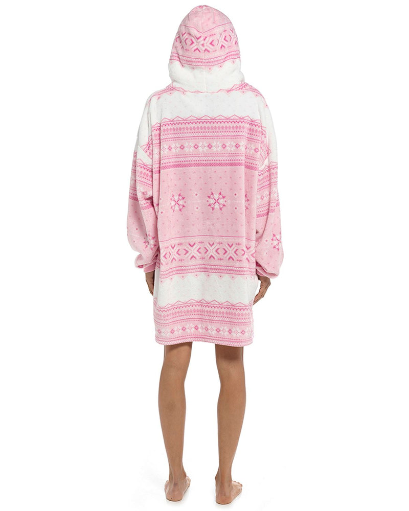 Follow That Dream Womens Pink Fairisle Oversized Hoodie