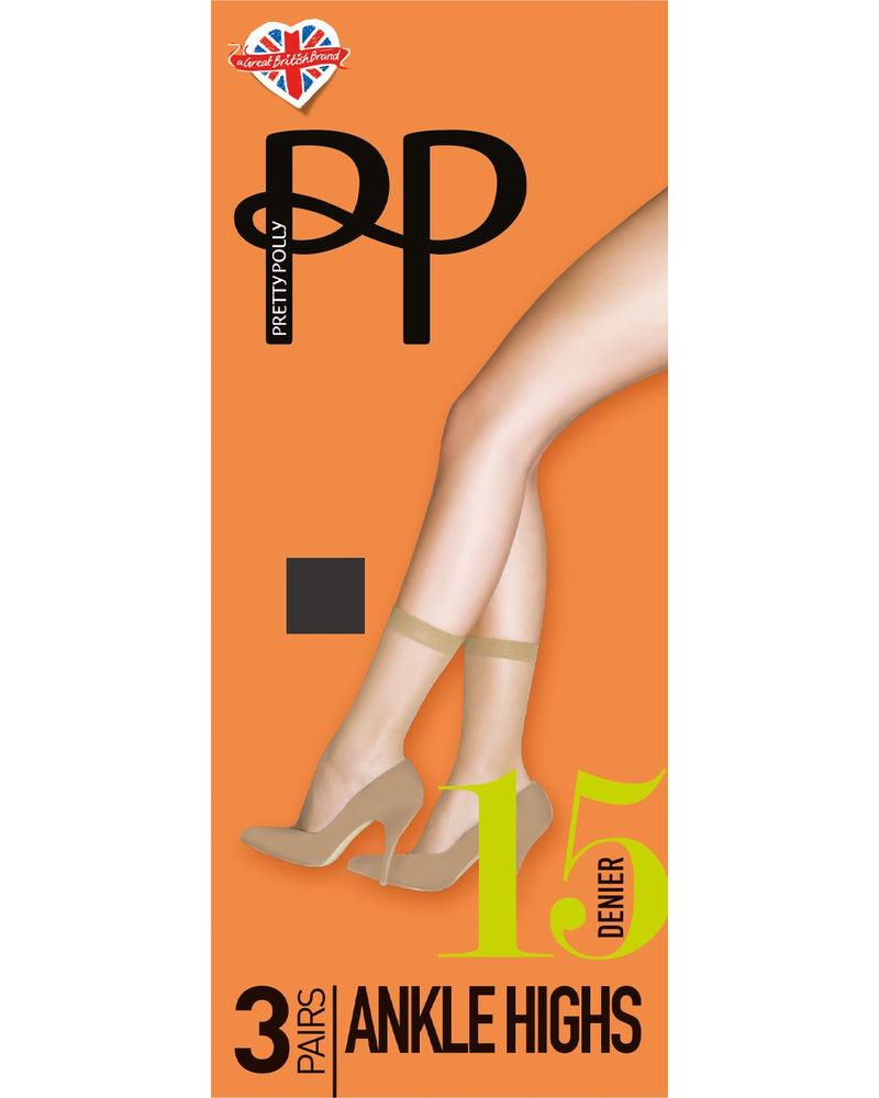 Pretty Polly Womens 3 Pack 15 Denier Ankle Highs