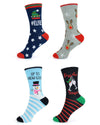 4 Pairs Womens Cotton Rich Festive Christmas Socks