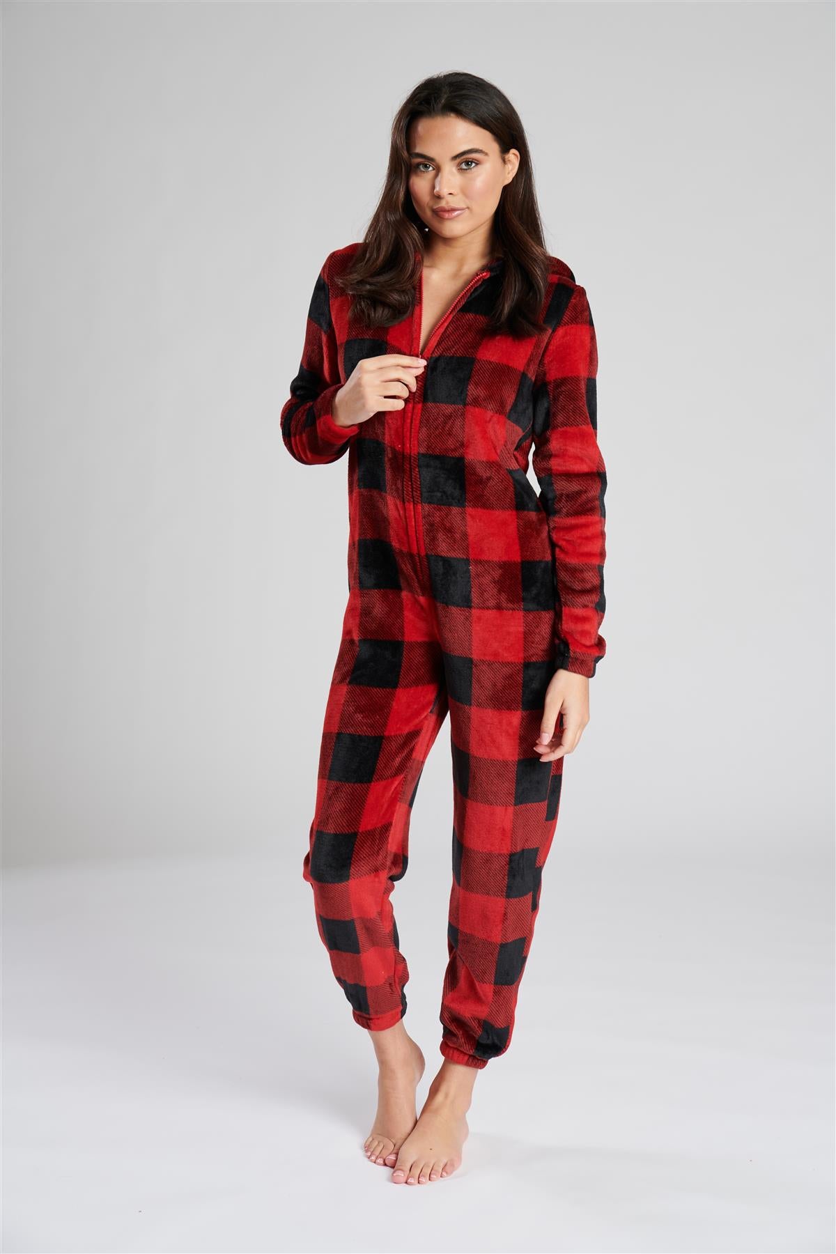 Loungeable Womens Red Check Reindeer Onesie