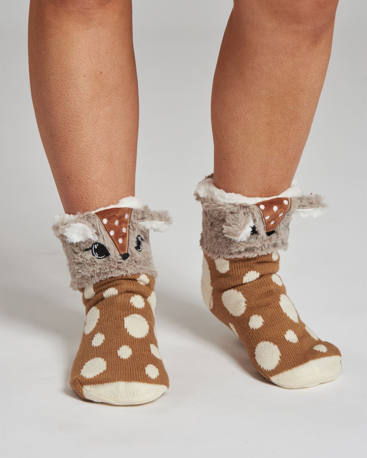 Loungeable Womens Reindeer Sherpa Lined Cosy Socks