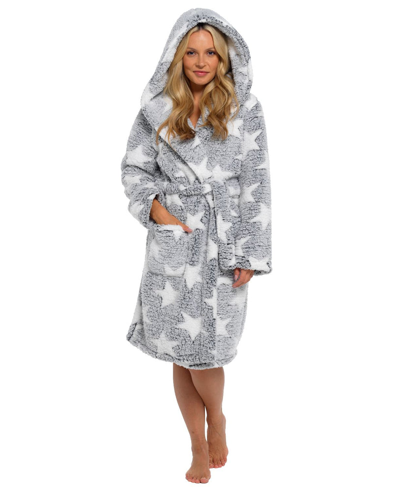 Slumber Hut Womens Star Print Borg Dressing Gown