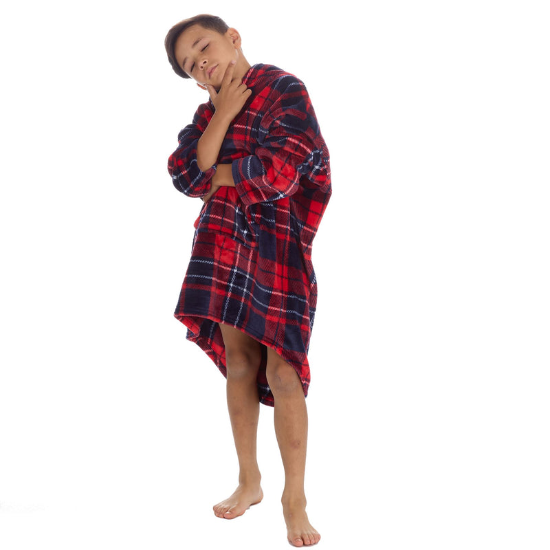 Huggable Kids Red Check Oversized Hoodie