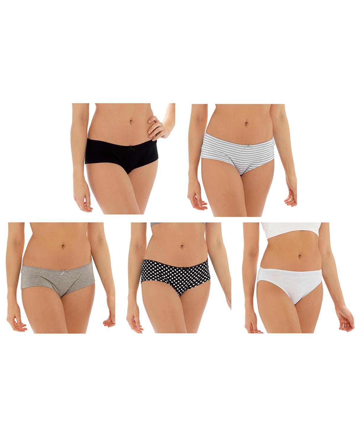 Anucci Womens 5 Pack Grey Mix Midi Briefs