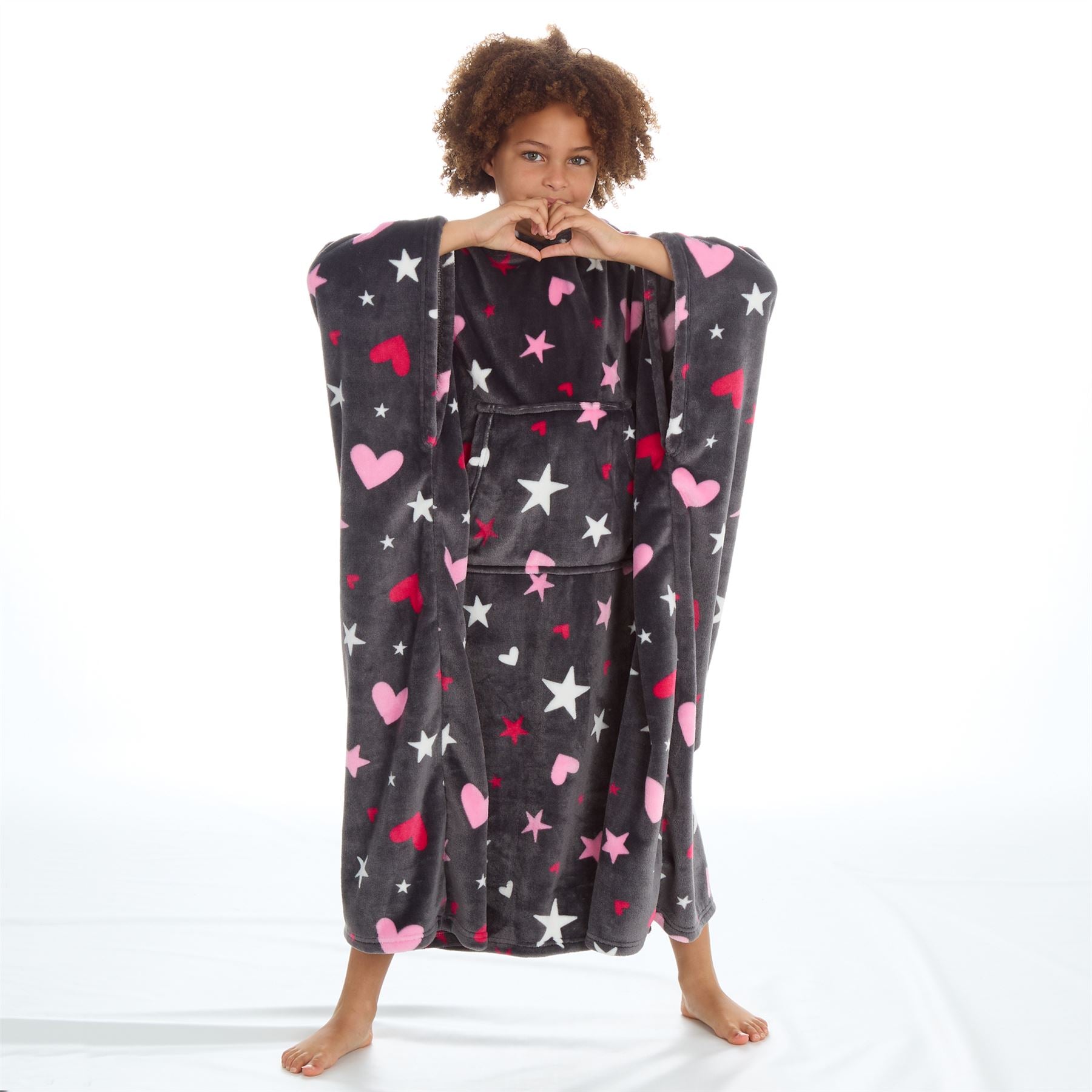 Huggable Girls Stars & Hearts Oversized Blanket Poncho