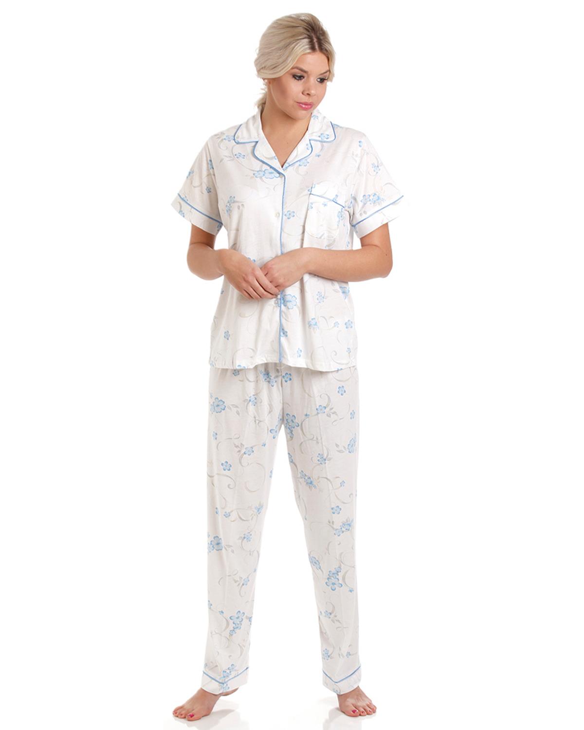 Lady Olga Womens Short Sleeve Jersey Floral Pyjamas