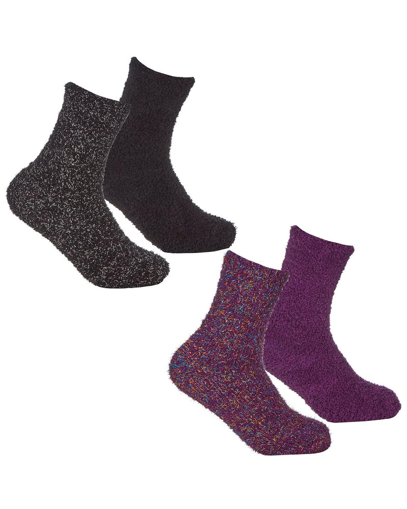 4 Pairs Girls Fluffy Glitter Socks