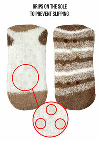 Bramble Womens 2 Pack Cream Deer Fluffy Socks