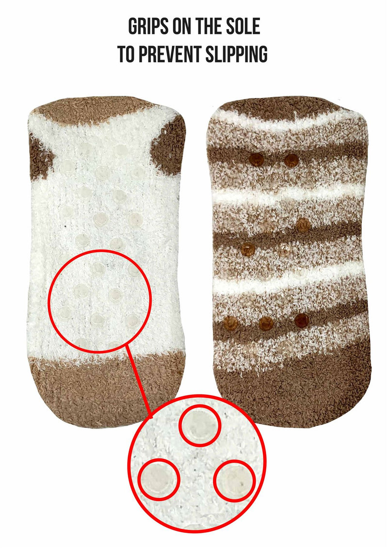 Bramble Womens 2 Pack Cream Deer Fluffy Socks