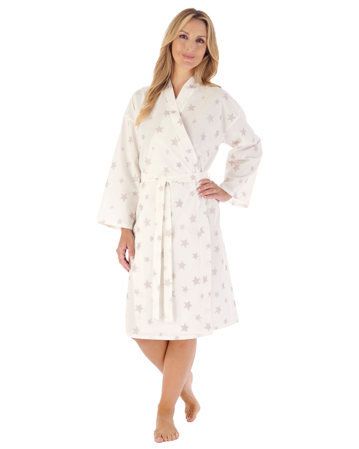 Slenderella Womens 43" Star Print Kimono Robe