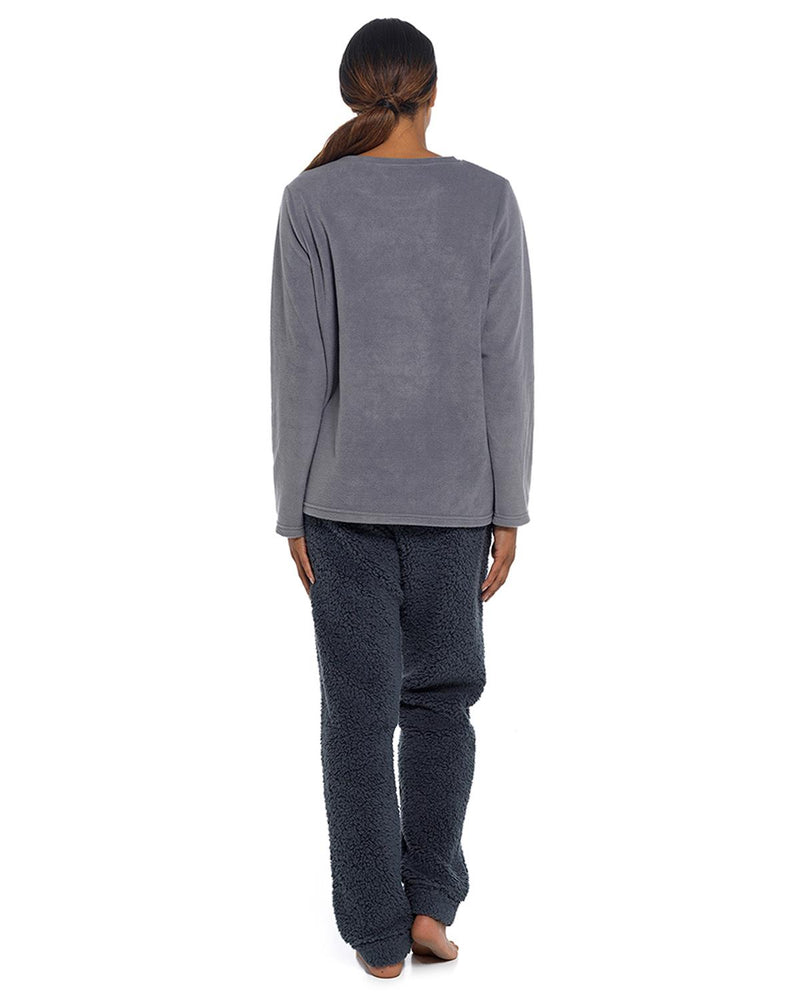 Foxbury Womens Charcoal Dog Fleece Pyjamas