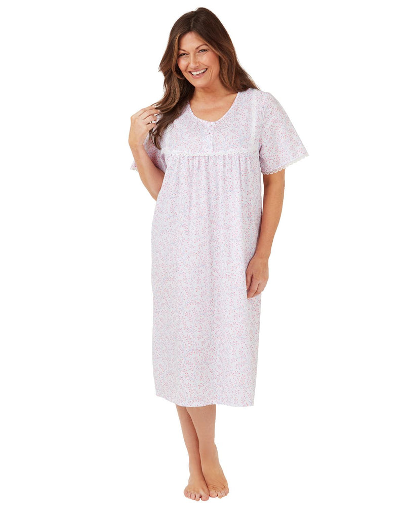 Marlon Womens Swirl Leaf Short Sleeve Nightie