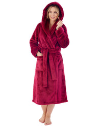 Slenderella Womens Luxury Flannel Fleece 46" Hooded Robe