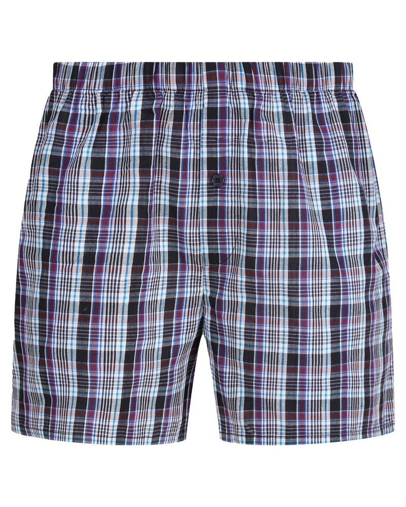 Walker Reid Mens 2 Pack 100% Woven Cotton Boxers