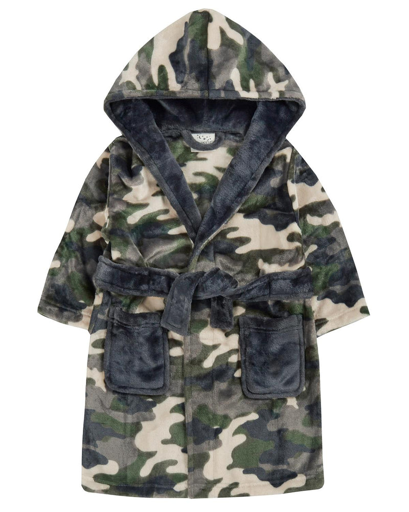 Boys Green Camo Dressing Gown