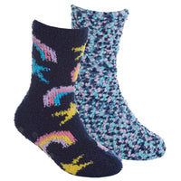 4 Pairs Girls Rainbow & Leopard Print Cosy Socks