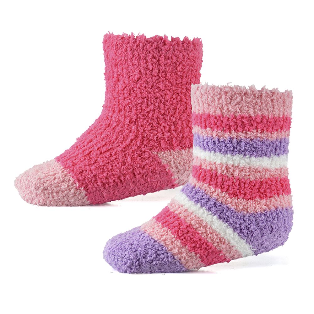 4 Pairs Baby Girls Pink Stripe Cosy Socks