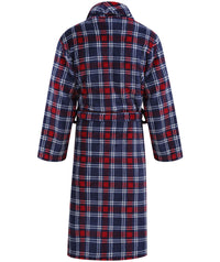 Walker Reid Mens Check Coral Fleece Dressing Gown