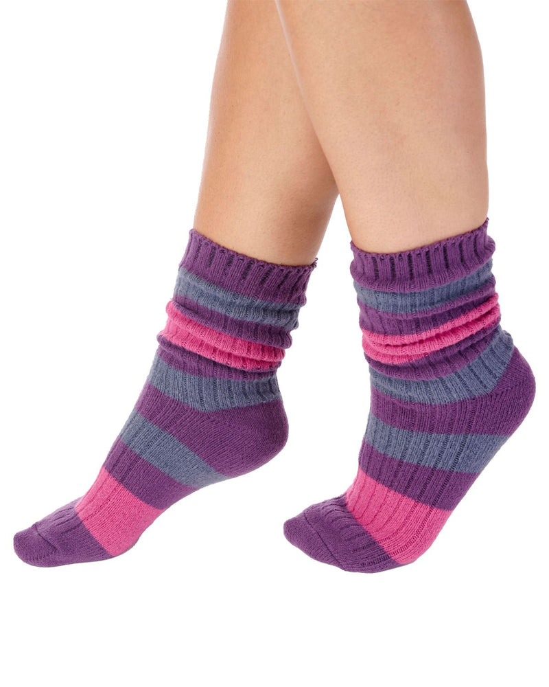 Slenderella Womens Striped Rib Bed Socks