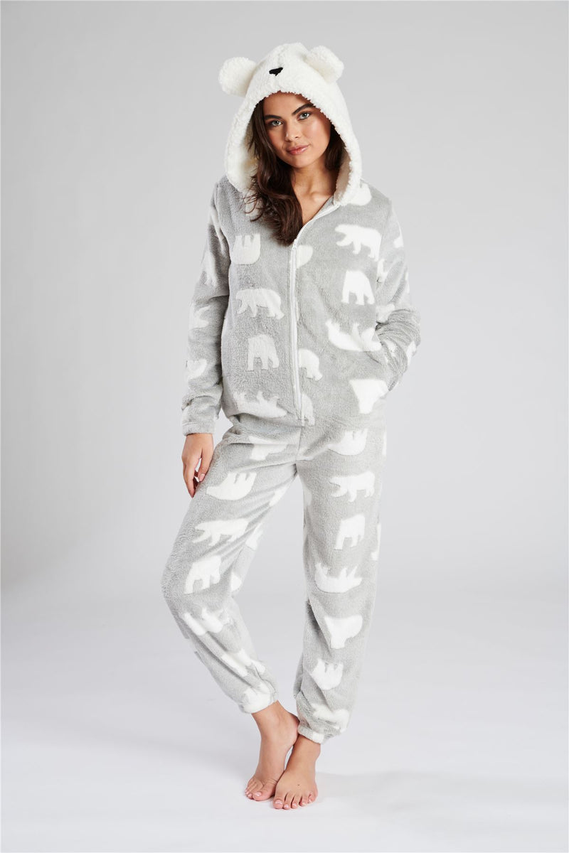 Loungeable Womens Grey Polar Bear Onesie