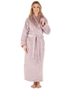 Slenderella Womens Faux Fur Collar Embossed Dressing Gown