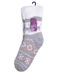 Foxbury Womens Fairisle Sherpa Lined Slipper Socks