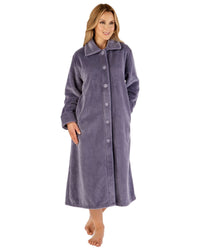 Slenderella Womens 46" Waffle Fleece Button Dressing Gown